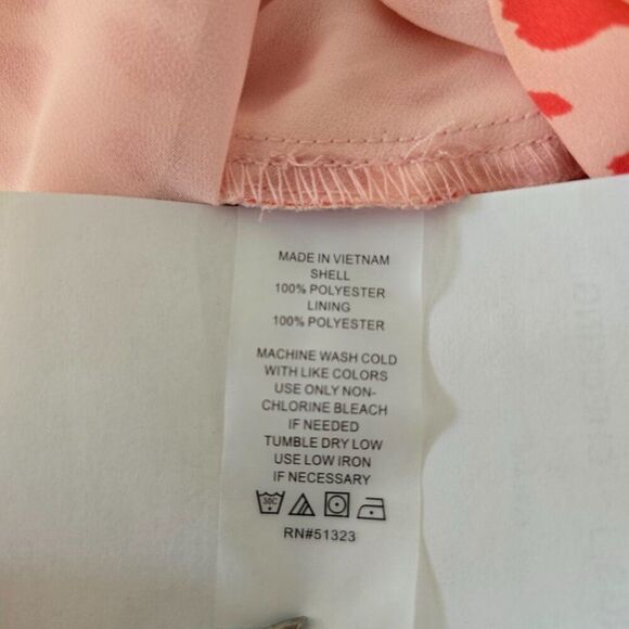 VINCE CAMUTO Animal Print Puff Sleeve Tangerine Blouse Sash Tie Womens Sz XS - Picture 10 of 11